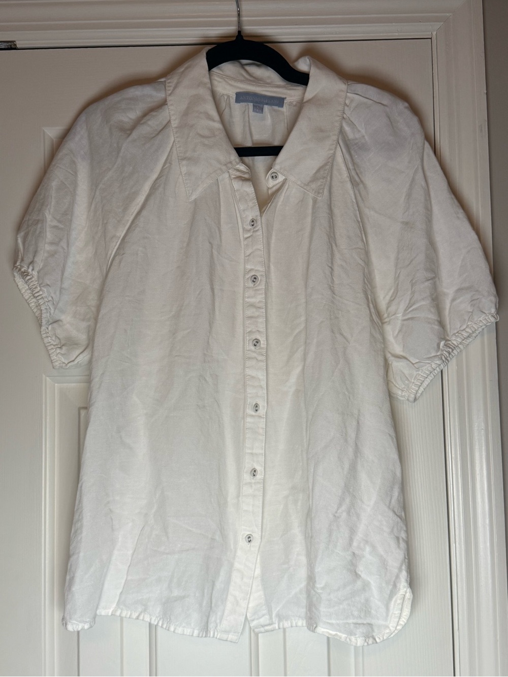 ANTONIO MELANI large White Short-Sleeve Button-Up Shirt with Puff Sleeves